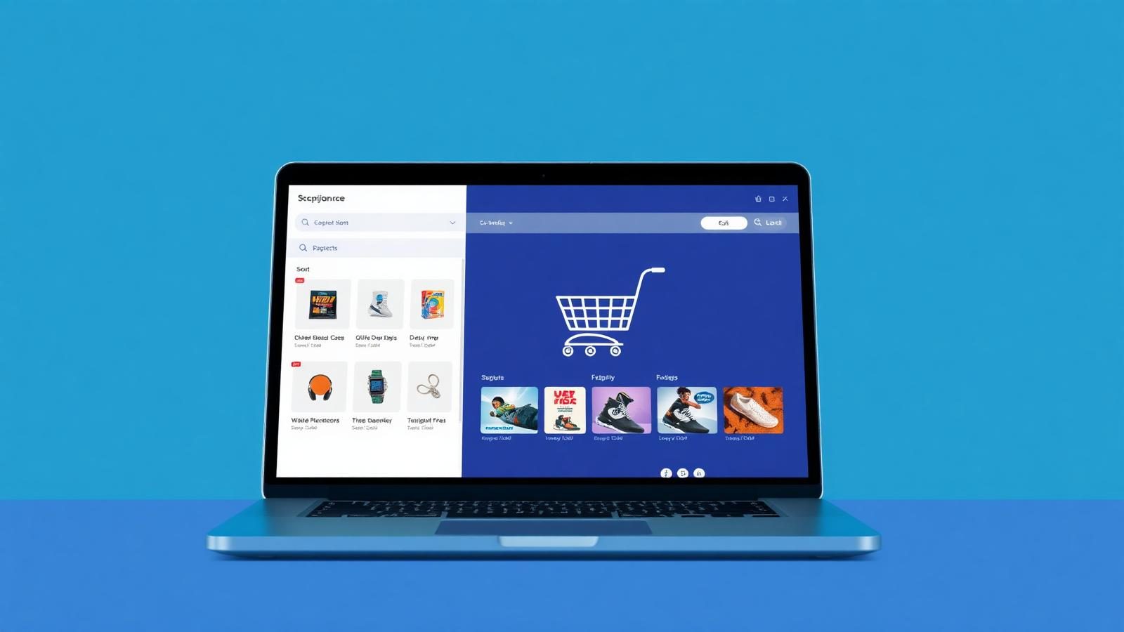 E-commerce dashboard showing product catalog and online orders