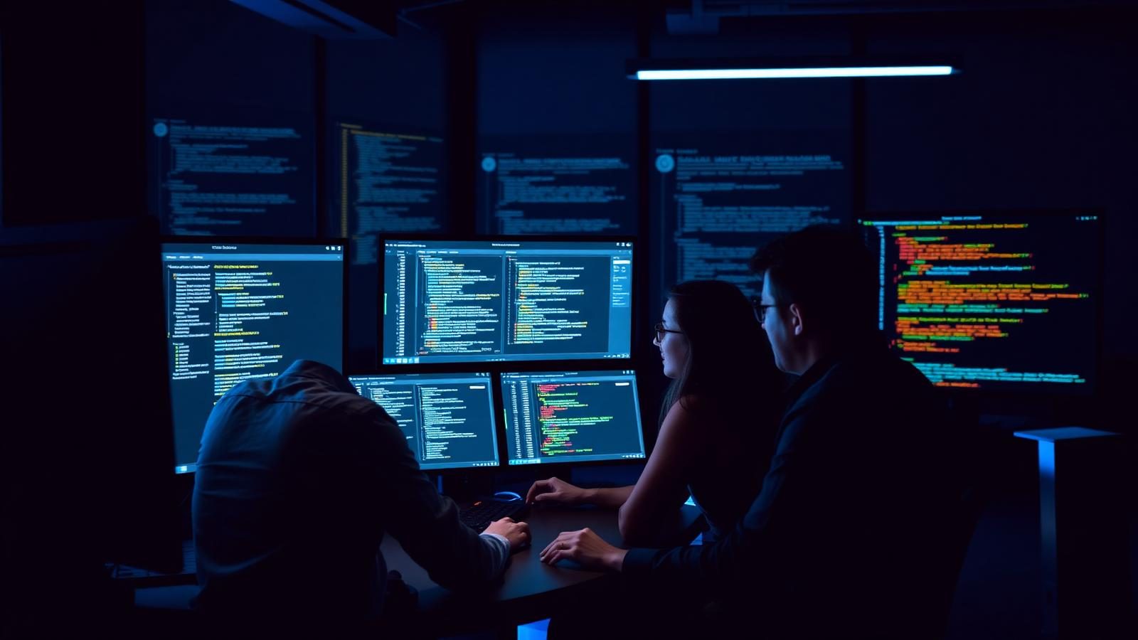 IT project managers reviewing a software delivery roadmap on a digital board